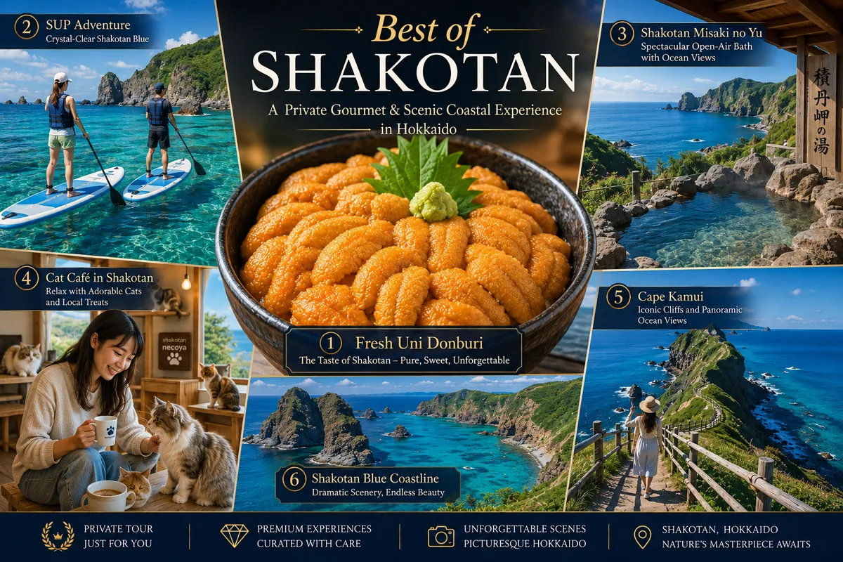Shakotan Blue Private Adventure: Cape Kamui, Cruise or SUP & Onsen