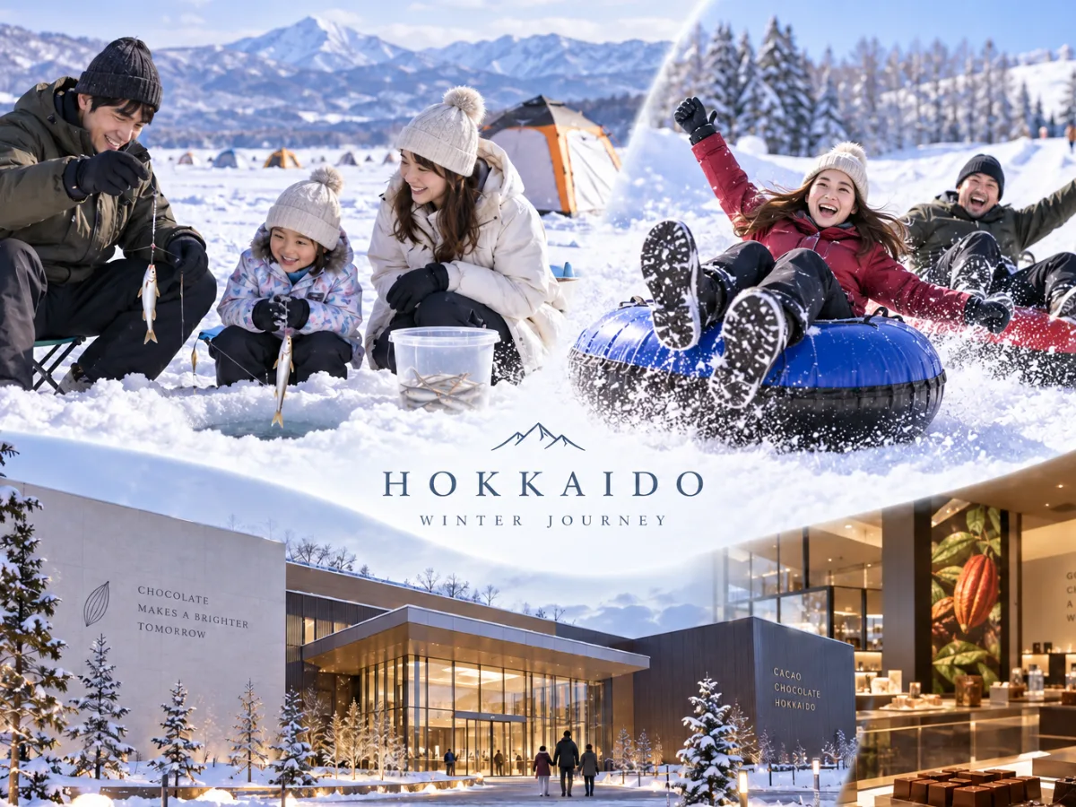 Hokkaido Winter Wakasagi Fishing, Snow Tube & ROYCE' Chocolate Tour